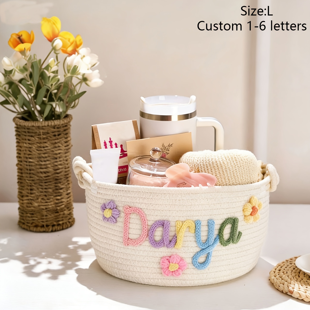 TEMU [Personalizzabile] 1 pz Cesto portaoggetti con personalizzato -- Decorazione multifunzionale per la casa, per soggiorno e camera da letto, come