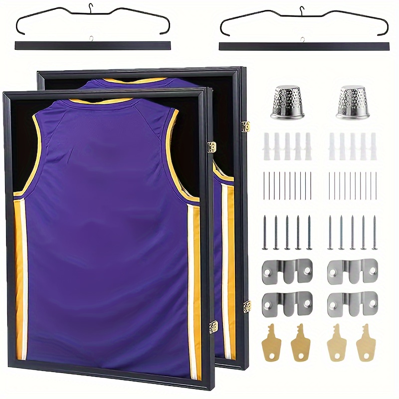 TEMU 2pcs Acrylic Jersey Display Frames With Uv Protection - Modern Shadow Boxes For Football & Basketball Jerseys, Includes
