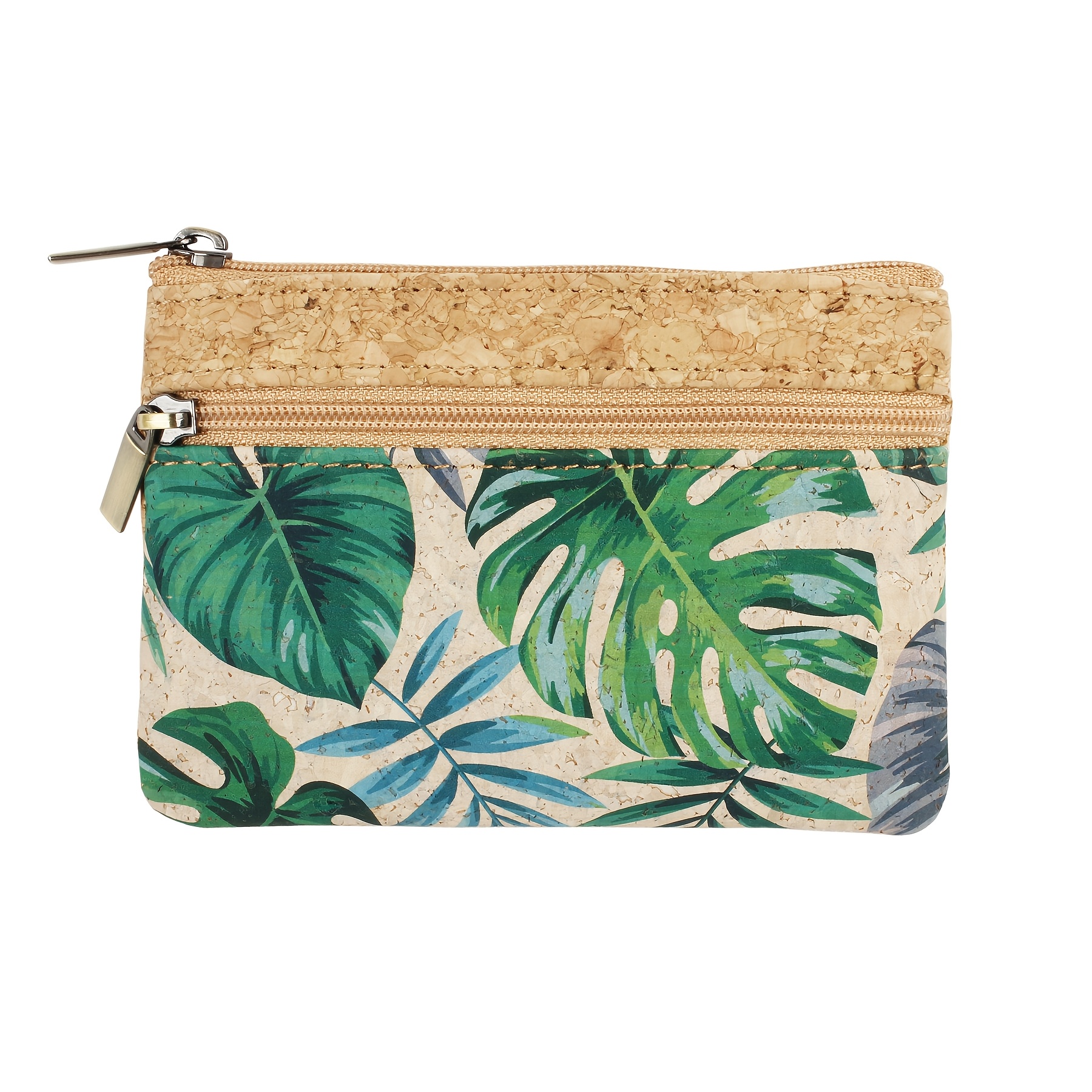 Reesoul High-quality Cork Fabric Wallet - Tropical Leaf Print, Compact & Durable, Credit Cards, Bank , And Everyday Use, Everyday Wallet | Tropical Print | Vibrant Desig
