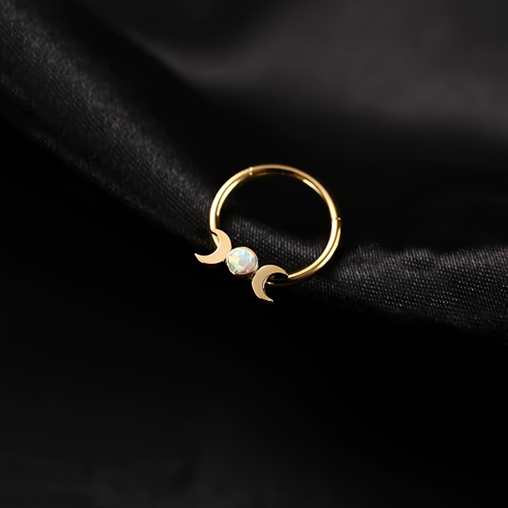 Image of 1pc Synthetic Septum Hoop Nose Ring - Hypoallergenic Helix Cartilage Piercing Jewelry For Women Stainless Steel Septum Piercing Jewelry 16g