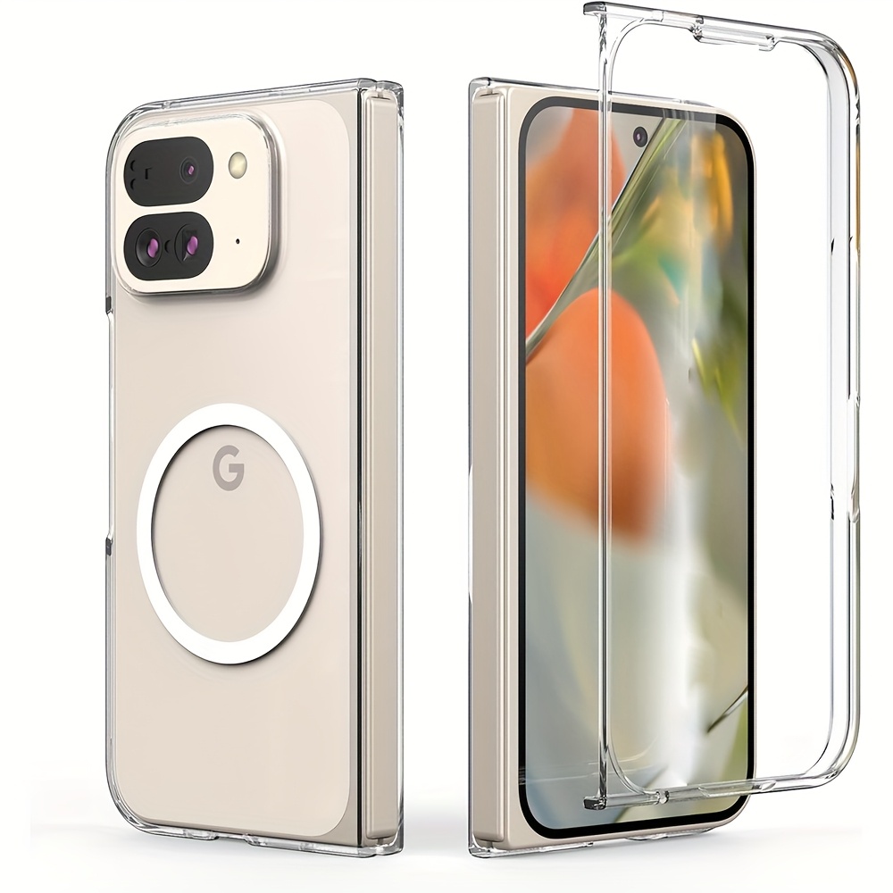 TEMU Phone Case - Transparent Magnetic Wireless Charging Hard Case For Google Pixel 9 Pro Fold