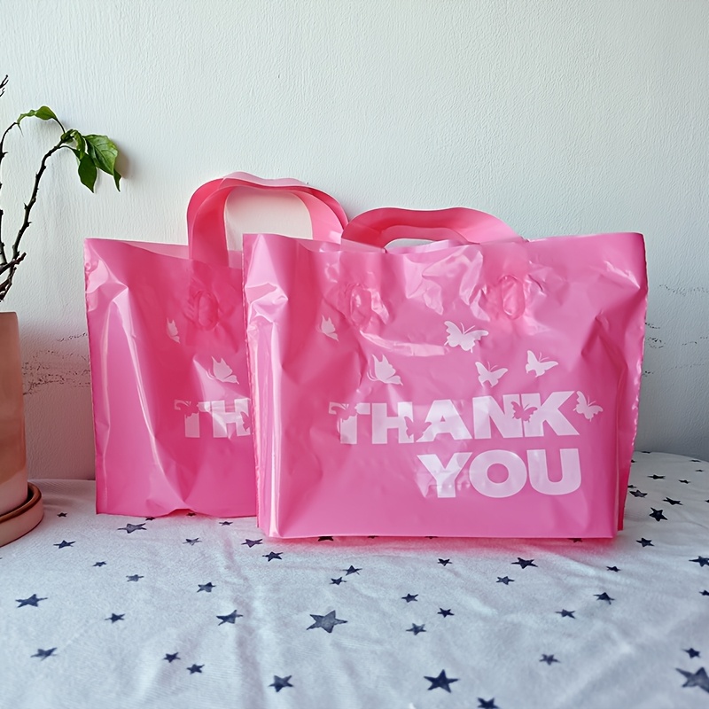 

10pcs Pink "thank You" Gift Bags - Reusable Plastic Tote Bags For Jewelry, Clothing, Cosmetics | Portable Craft Carry Bags For Parties And Use, Reusable Gift Bags