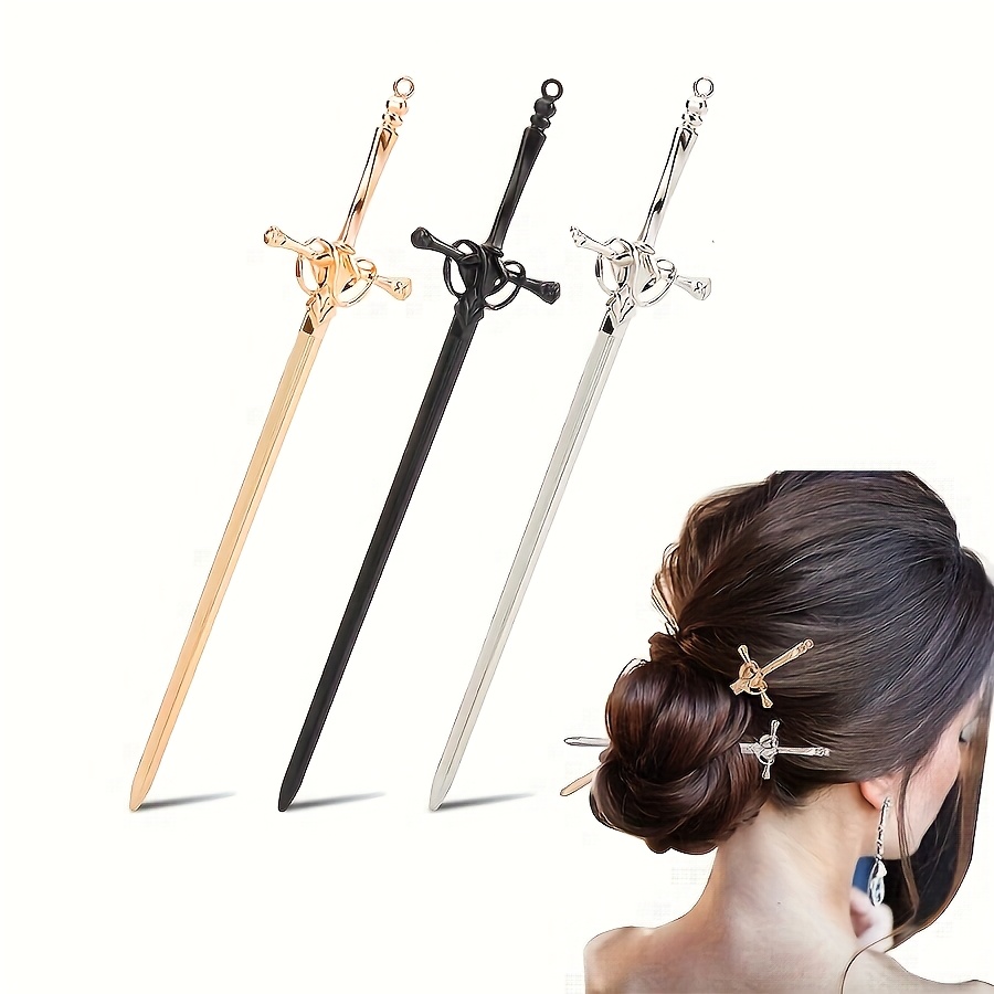 TEMU 3er-Set coole schwertförmige Haarklammern, minimalistische Metall-Haarspangen, elegante Haarspangen für den Hinterkopf für alltägliche legere