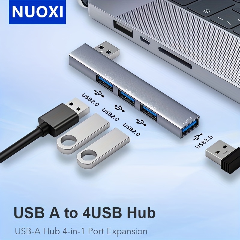 TEMU Usb , 4-port Usb Splitter (1 * 3.0 , 3 * 2.0 Hubs) Usb Extender Suitable For Laptops, Windows Pcs, , Printers, Flash Drives,