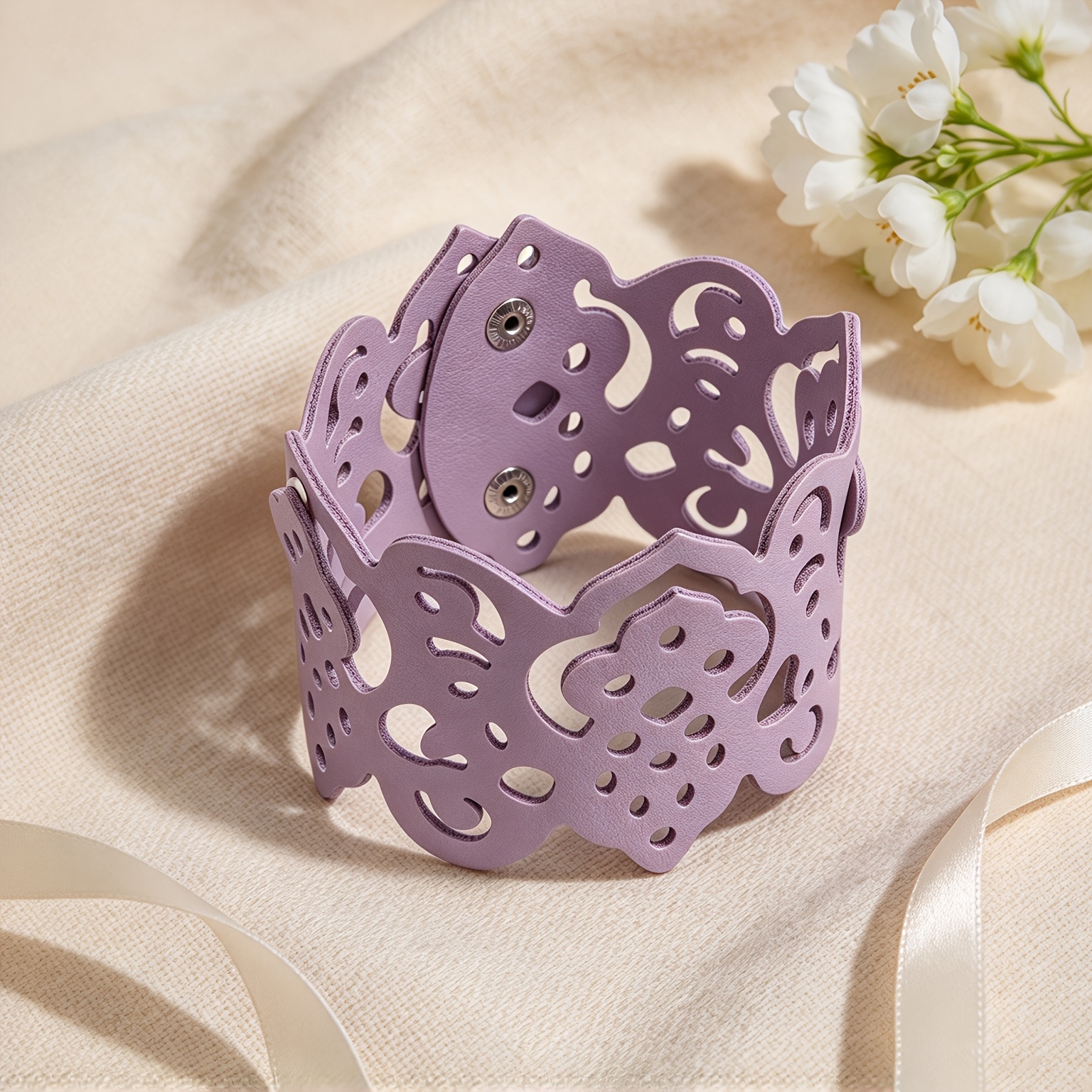 Hollow-Out Floral Carved Double-Layer Wrist Accessory, Elegant