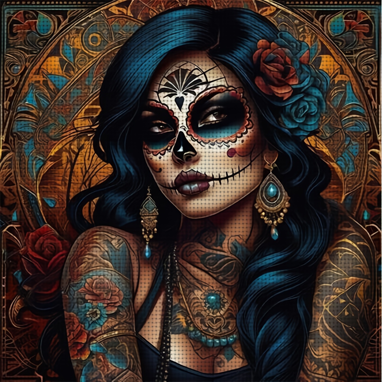 TEMU 1pc Printed Diy Stitch Kit, Frameless, "woman With Makeup" Design, Beginners' Relaxing Craft Time, Experience The Full Process From "leisure" To