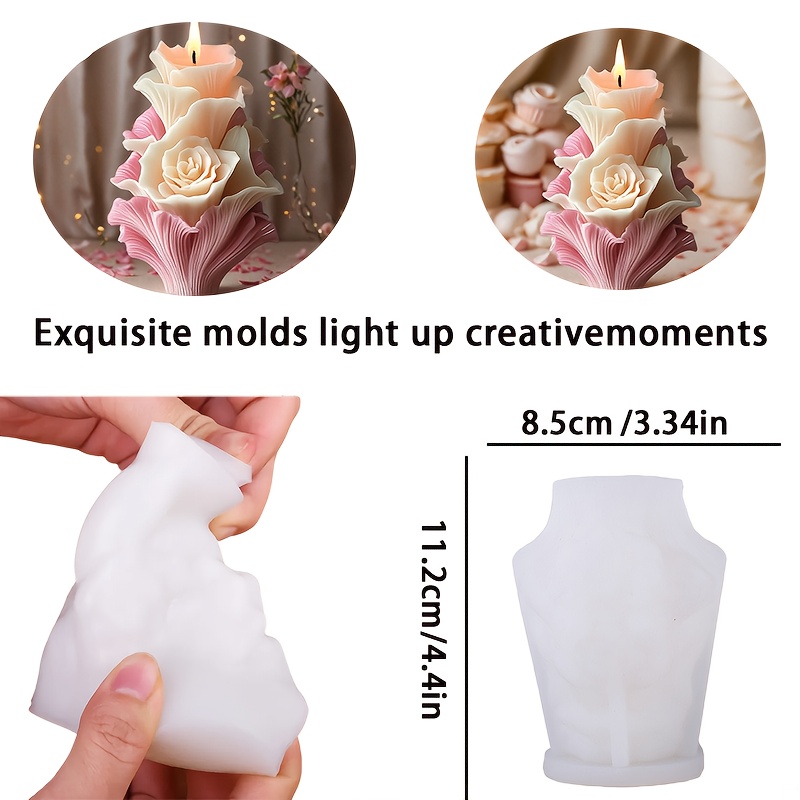 E-shop Elegante 3D-Strauß-Kerzen-Silikonform mit kreativen floralen dreidimensionalen baumförmigen Designs. Diese leicht zu reinigende, hitzebeständige