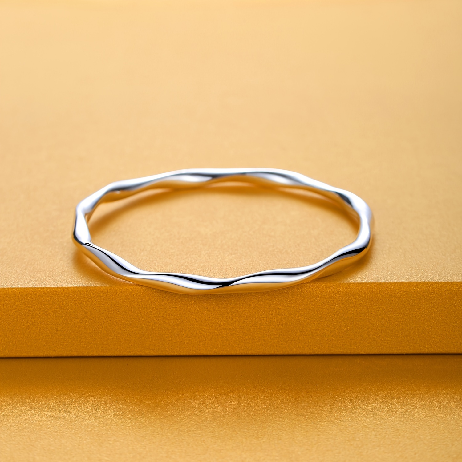 

Sterling 999 Silver Mobius Ring Design Bangle Elegant Simple Style Delicate Female Hand Bracelet