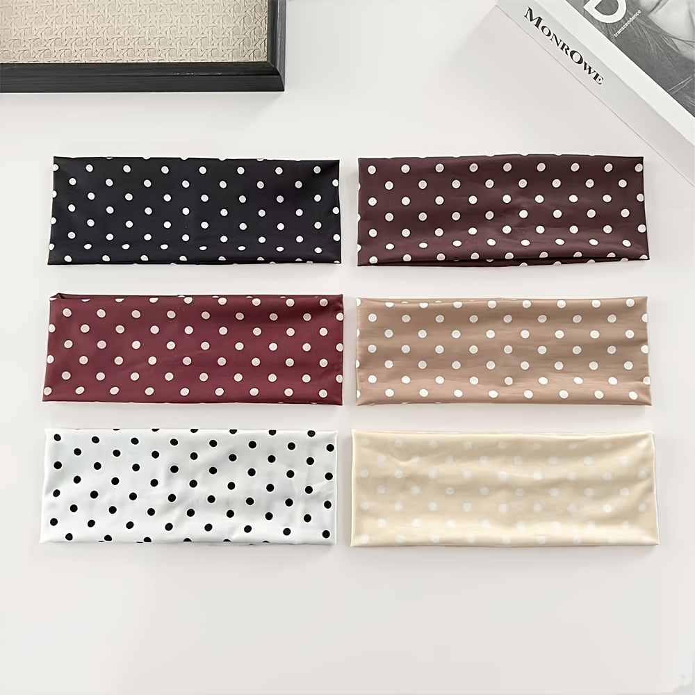 Image of 6pcs Women's Fashion Polka Dot Headbands – Sweat-absorbent Sports Headbands, 6 Colors – , Suitable For Yoga, Running, Fitness, Travel, And Daily Wear – Ideal Gift For Fitness Enthusiasts