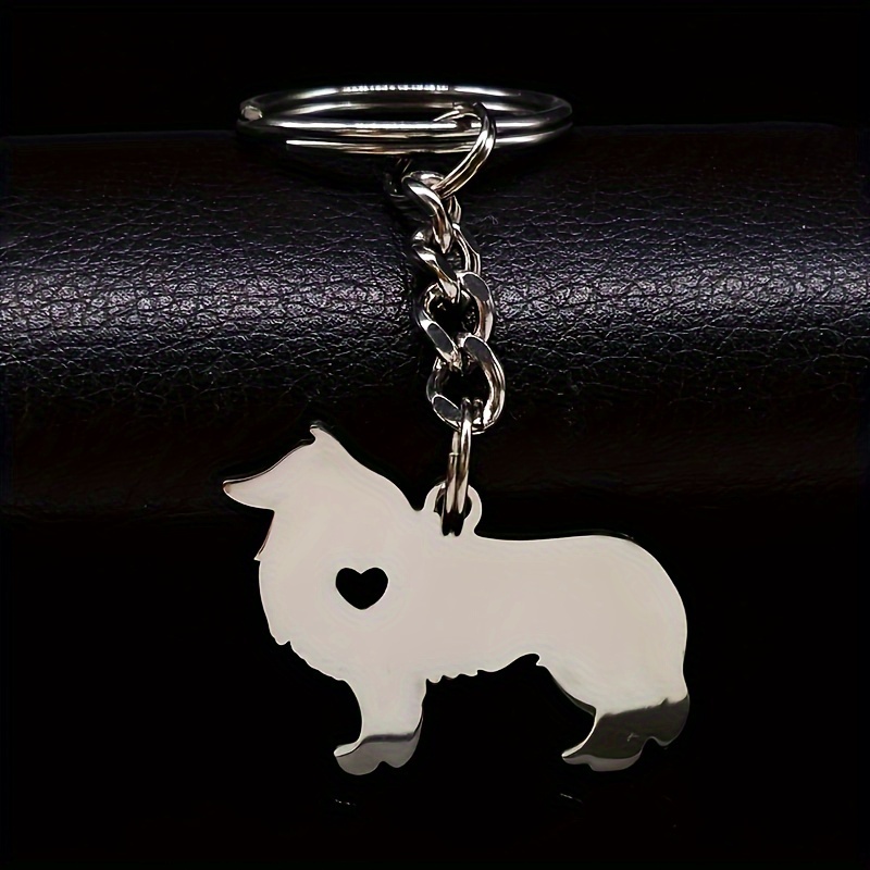 Image of Cute Border Collie Dog Silvery Color Stainless Steel Keychain For Men Keychain Jewelry Chaveiro K963