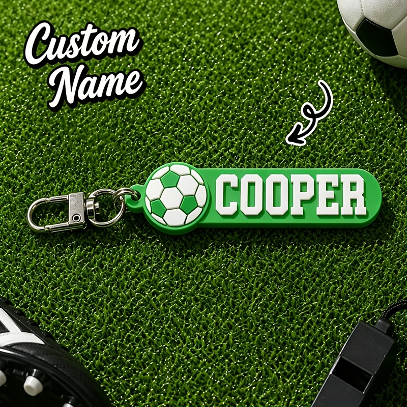 TEMU [custom] 1pc Personalized Name Soccer Keychain, 3d-printed Backpack Keychain, Custom Letter Keychain - For Team Birthday Gifts, Sports For Team
