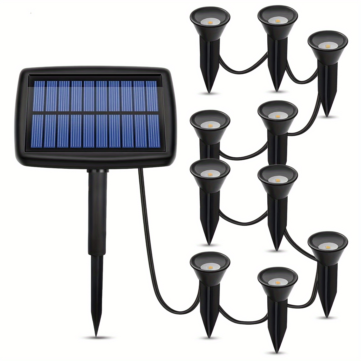 

1 Pack , 10 Led Pathway Lighting, Outdoor Lawn Lamps, Yard Decor, Plastic Landscape Illumination, Solar-powered Patio Lights With Stakes