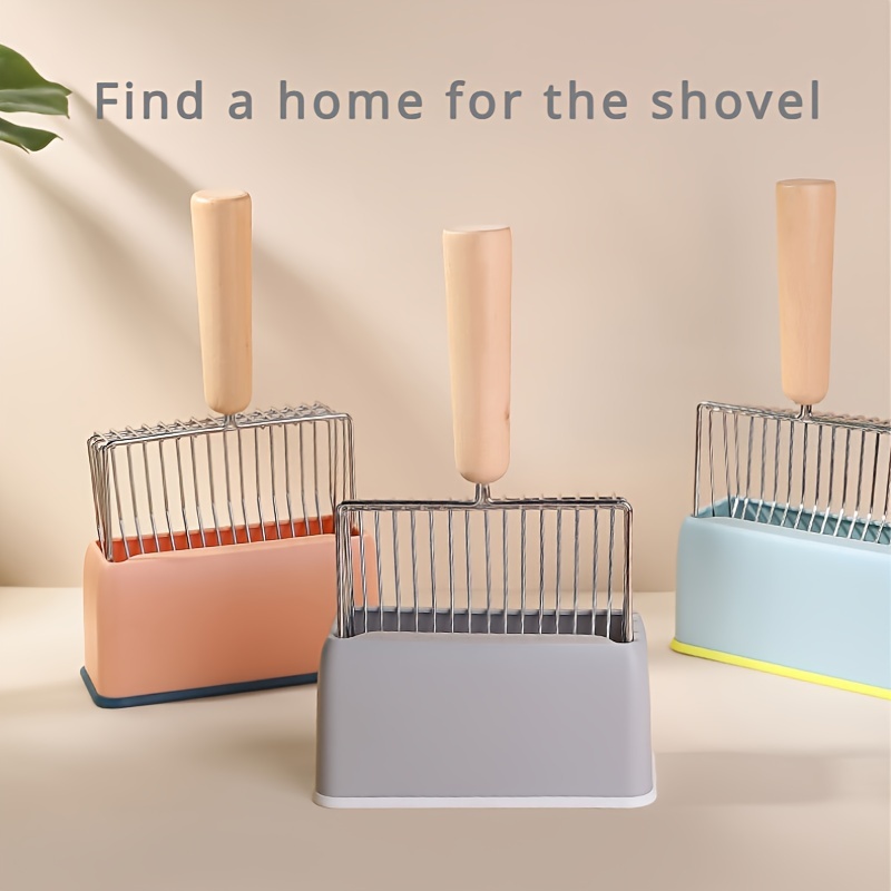 1pc Cat Litter Scoop Holder, Large Metal Shovel With Fine Holes, Durable Pet Supplies Organizer, Base Accessory For Kitty Litter Cleaning Tools, Essential Cat Care Products