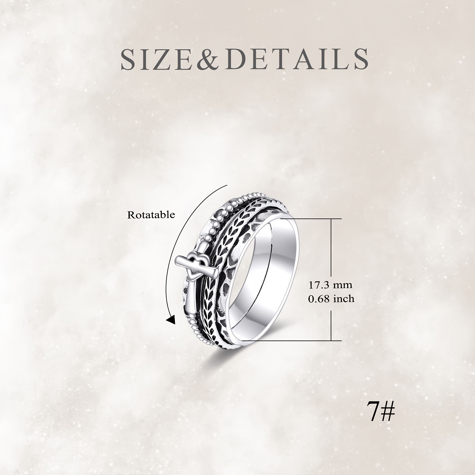 fidget rings for women men sterling silver cross rings anxiety ring fidget spinner ring gifts Product details 2