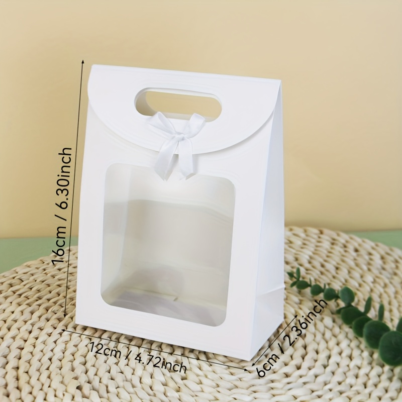 TEMU Gift For Her/him 12pcs White, Brown Clamshell Handbag Small, Medium, Large 3 Sizes Optional, Window Gift Bag Exquisite Gift Bag Wedding Gift Bag