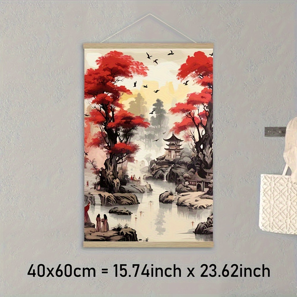 1pc Framed Canvas Print Poster Ink Painting Canvas Hanging Scroll Wall ...