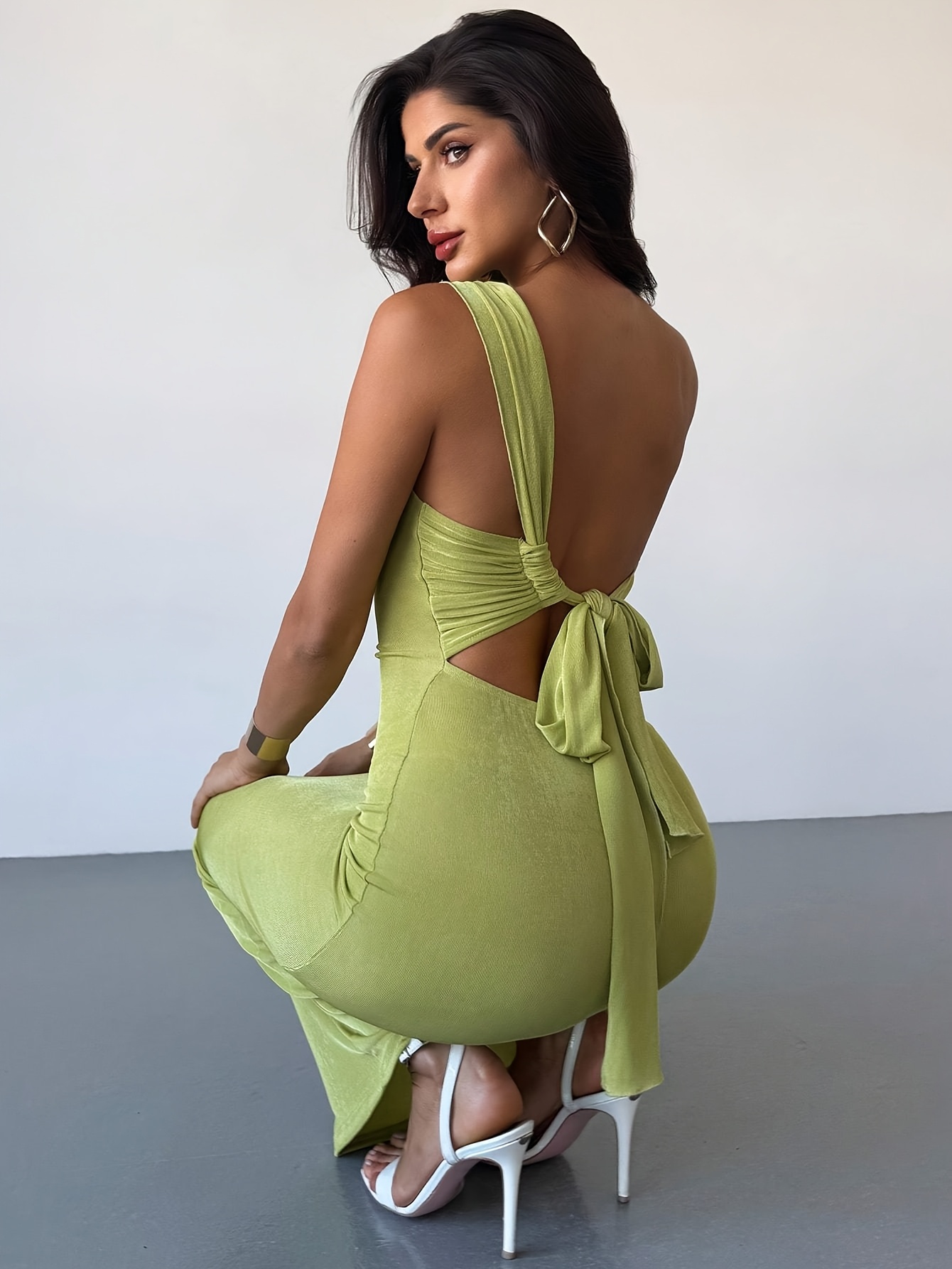 strapless open back dress Orange Rhinestone Jersey Long Feather Prom Dress main image 0
