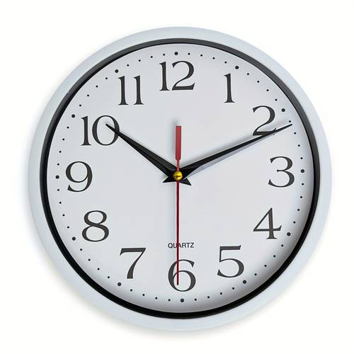 8 inch minimalist white plastic round wall clock battery operated silent non ticking suitable for living room bedroom home kitchen aesthetic room decor holiday gift battery not included
