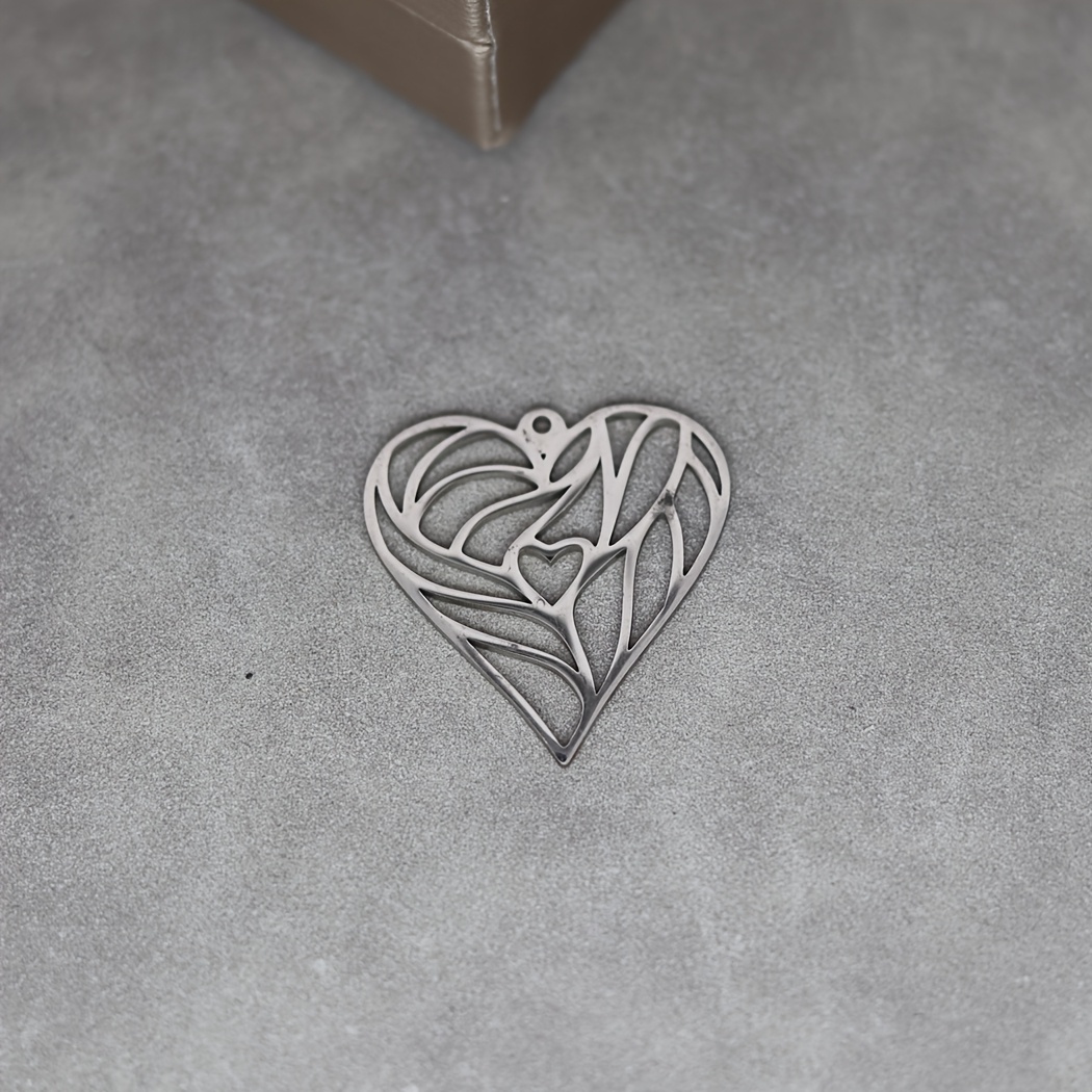 Set of 3 Hollow Heart-Shaped Stainless Steel Pendants