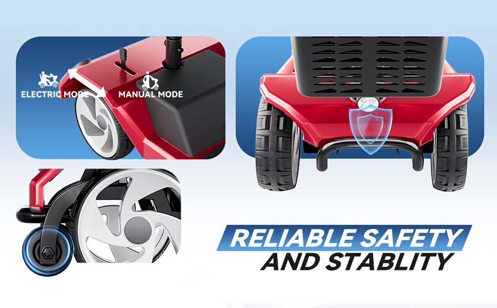 foldable 4 wheel scooter for seniors 16 miles   headlight removable storage basket lightweight portable design fits in car trunk durable frame for indoor outdoor use Product details 3