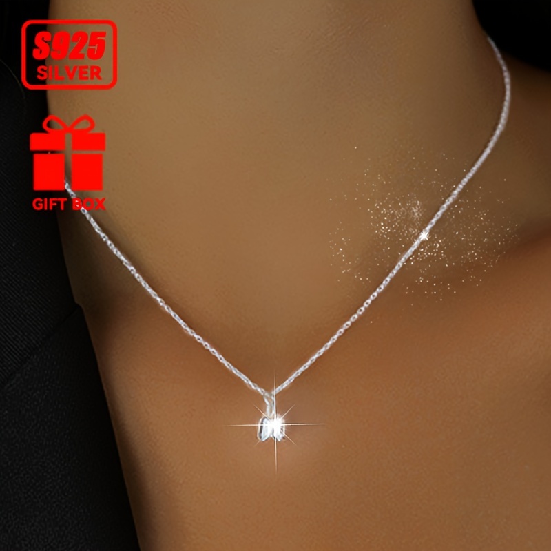 

A Delicate Silvery Bellflower Necklace Made Of 925 Sterling Silver, With A Floral Pendant In Japanese And Korean Style, Suitable As A Small Gift For Friends, Hypoallergenic (approximately 1.86g).