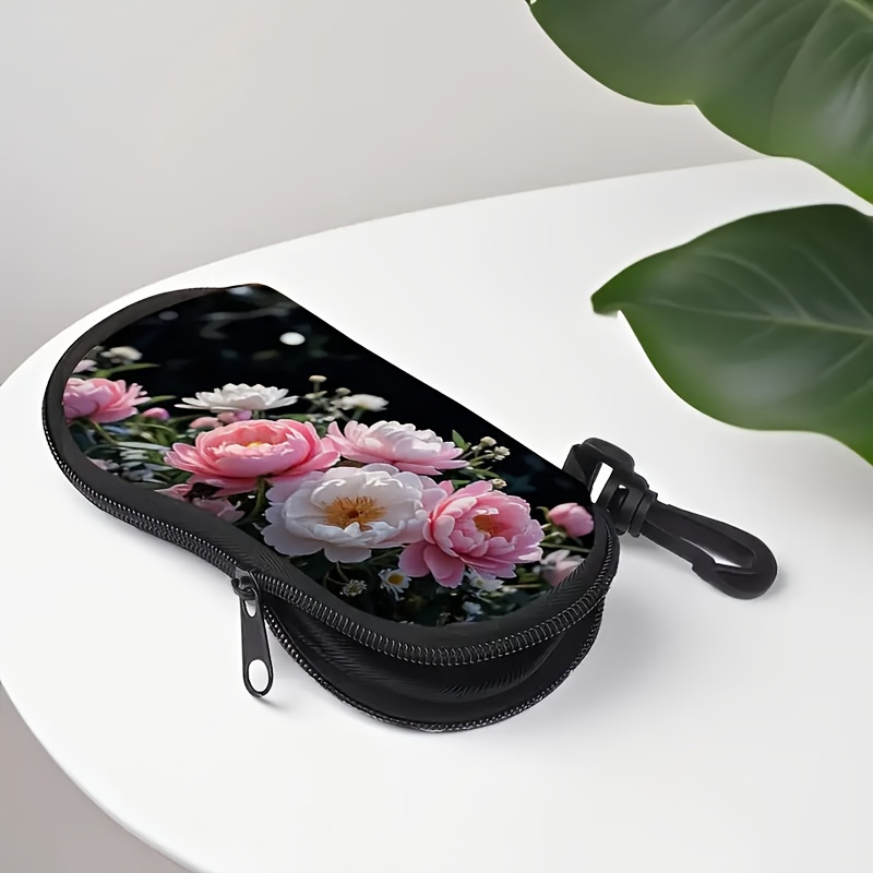Flower Eyeglass Case for Men & Women, Neoprene Soft Holder with Elegant Pattern