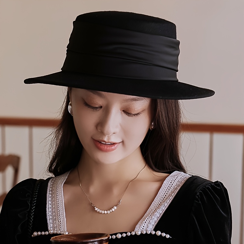 1pc elegant wool fedora hat women vintage flat brim Temu Australia