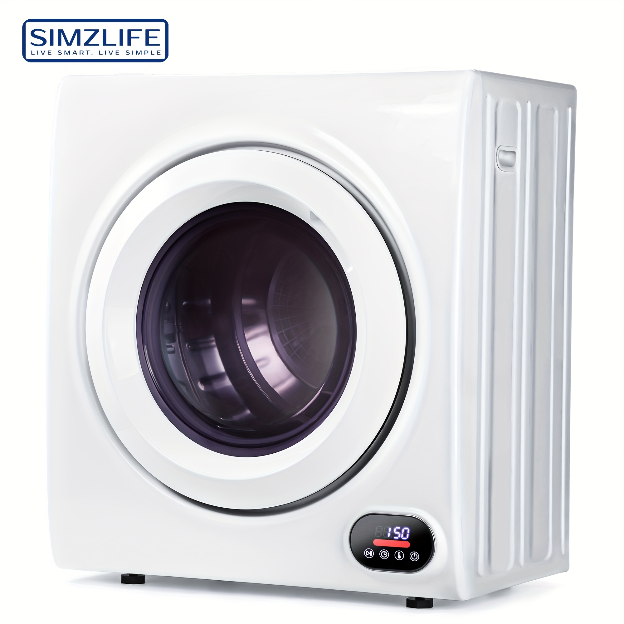 

Compact Laundry Dryer, 2.65 Cu Ft Front Stainless Steel Clothes Dryers With Exhaust Pipe, 1400w, Lcd Control Panel Four- Portable Dryer For Apartments, Home, Dorm, White.