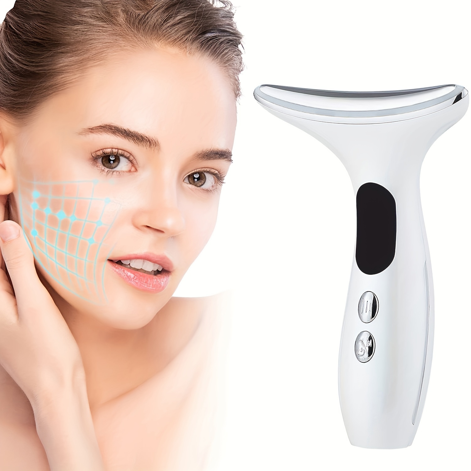 3 Colors Led Photon Care Beauty Device Neck Face Massager - Temu