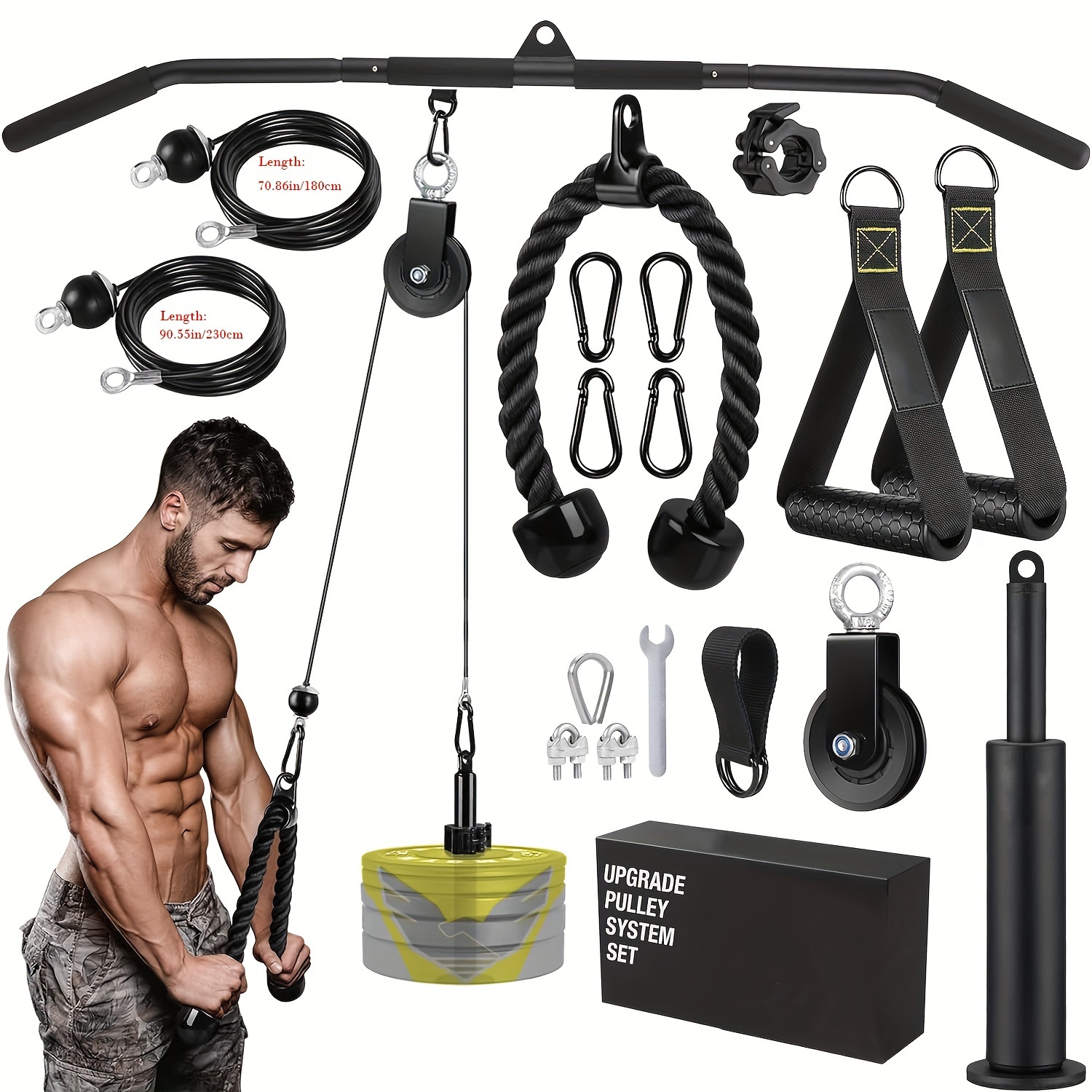 premium pull cable machine set tricep rope loading pin details 0