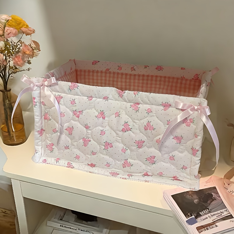 TEMU Desktop Storage Basket - Cute Square Large-capacity Storage Basket, Ins-style Multifunctional Desktop Organizer Box, Sundries Storage Basket,