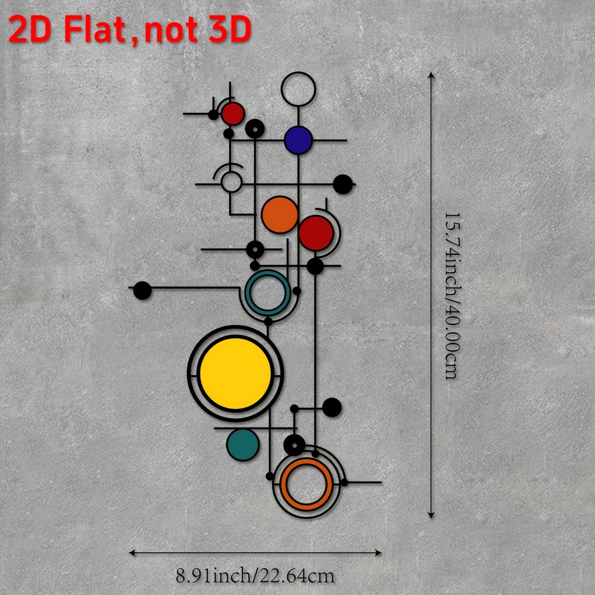 TEMU 2d Flat - 1pc Geometric Abstract Metal Wall Decor - Minimalist , 15.74x7.33 Inch Iron Wall Sculpture, Modern Home Art, Suitable For Bedroom And