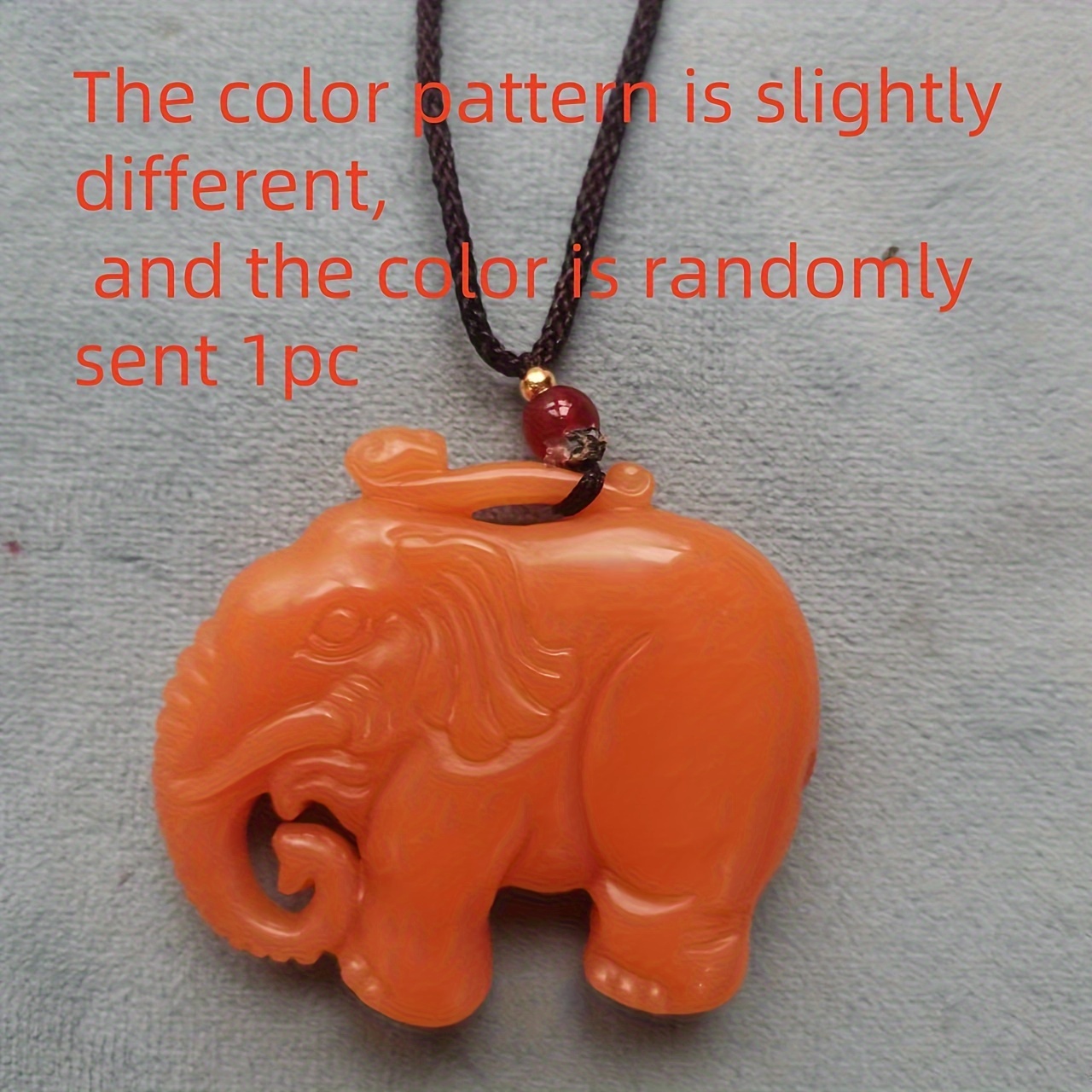 TEMU 1pc Pumpkin Color Elephant Pendant Pendant Necklace, Holiday Gift