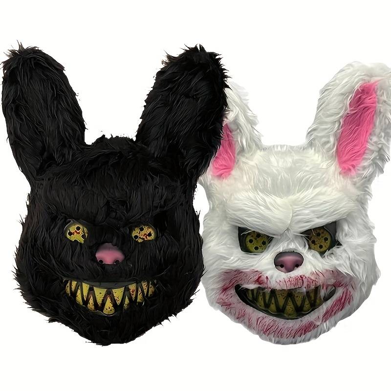 Masque De Lapin En Peluche Pour Halloween - Accessoire Cosplay, Fêtes Déguisées, Couleur Noire