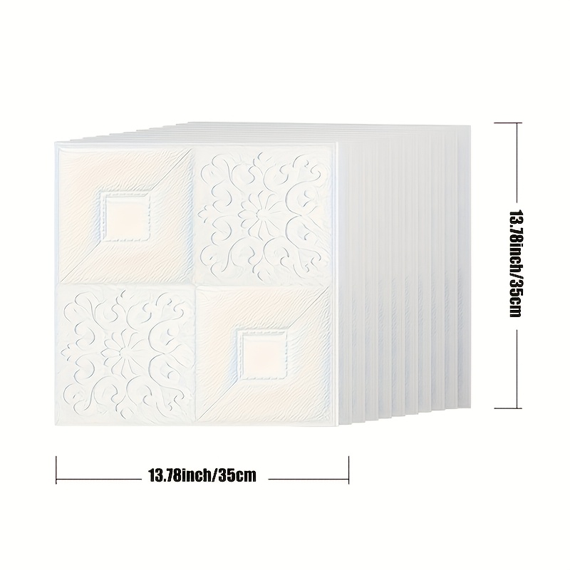 Image of 20pcs/50pcs/100pcs 35x35cm/13.78inx13.78in, 3mm Thick, Diy 3d Ceiling Xpe Foam Wall Stickers Self-adhesive Waterproof Room Room Bathroom Kitchen Bedroom Decoration