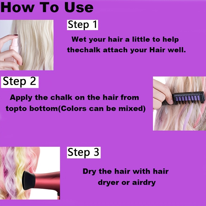 washable hair color crayon set temporary coloring suitable for all hair types   christmas and birthday parties and festive occasions blue   orange yellow light blue green dark red light   comb set Product details 2
