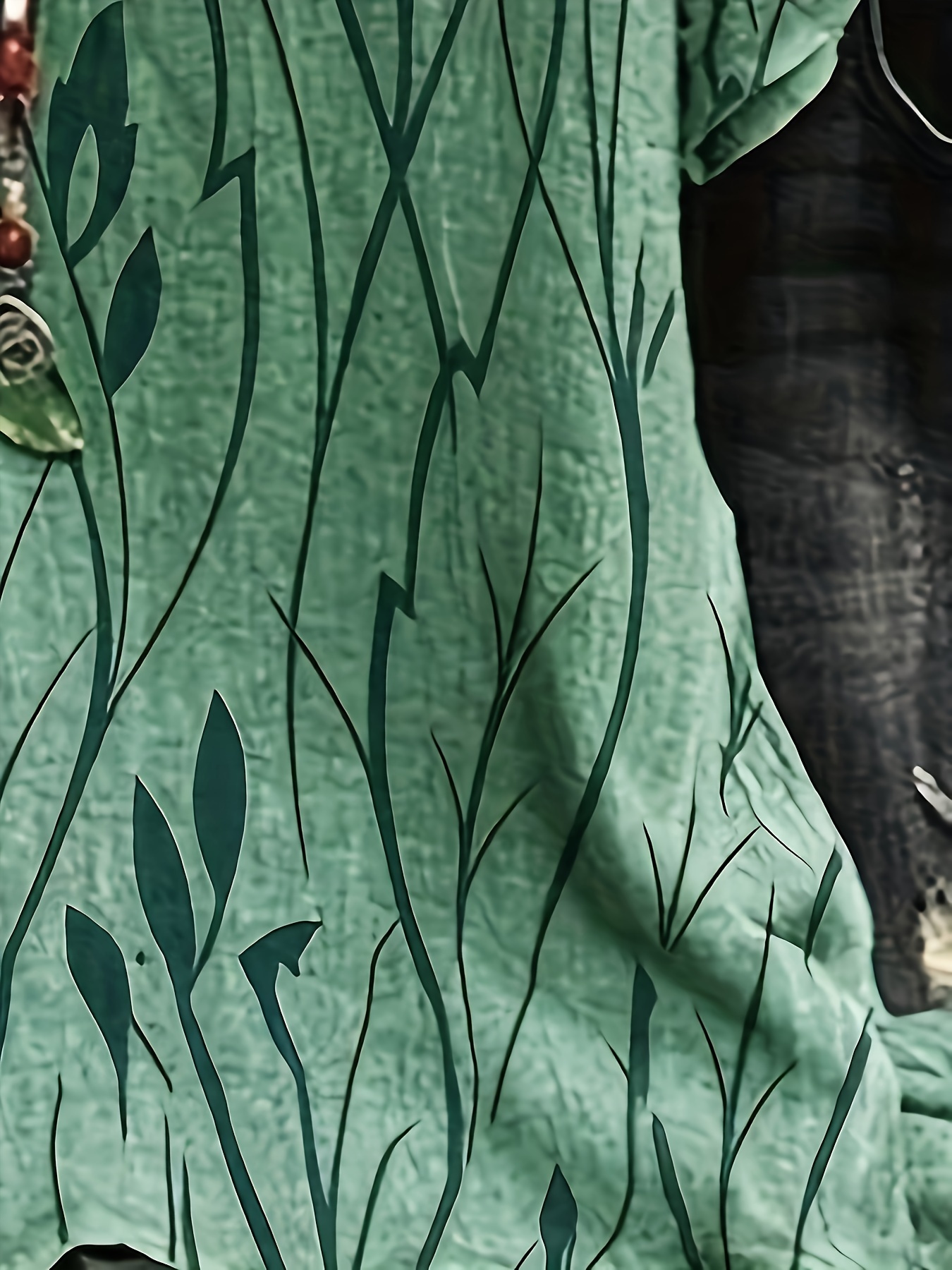 Women's Plus Size Summer Loungewear Top - Breathable Loose Fit Leaf Print Blouse with Mustard Yellow & Green Design, Machine Washable Casual Home & Outing Shirt, Summer Blouse, Relaxed Outfit, Elegant Style, Easy Care, Stylish Shirt, Relaxed Style