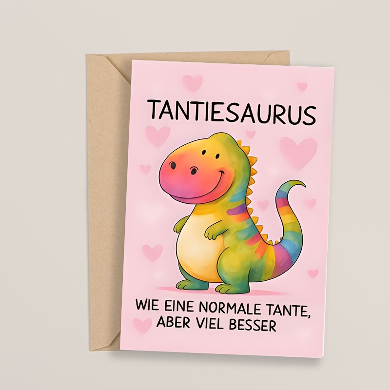 Image of 1 Adorable And Vibrant Dinosaur Card For Your Aunt, An Ideal Present For Her Birthday Or Any Special Event, Featuring A Message Of Appreciation And Love, Designed For Women