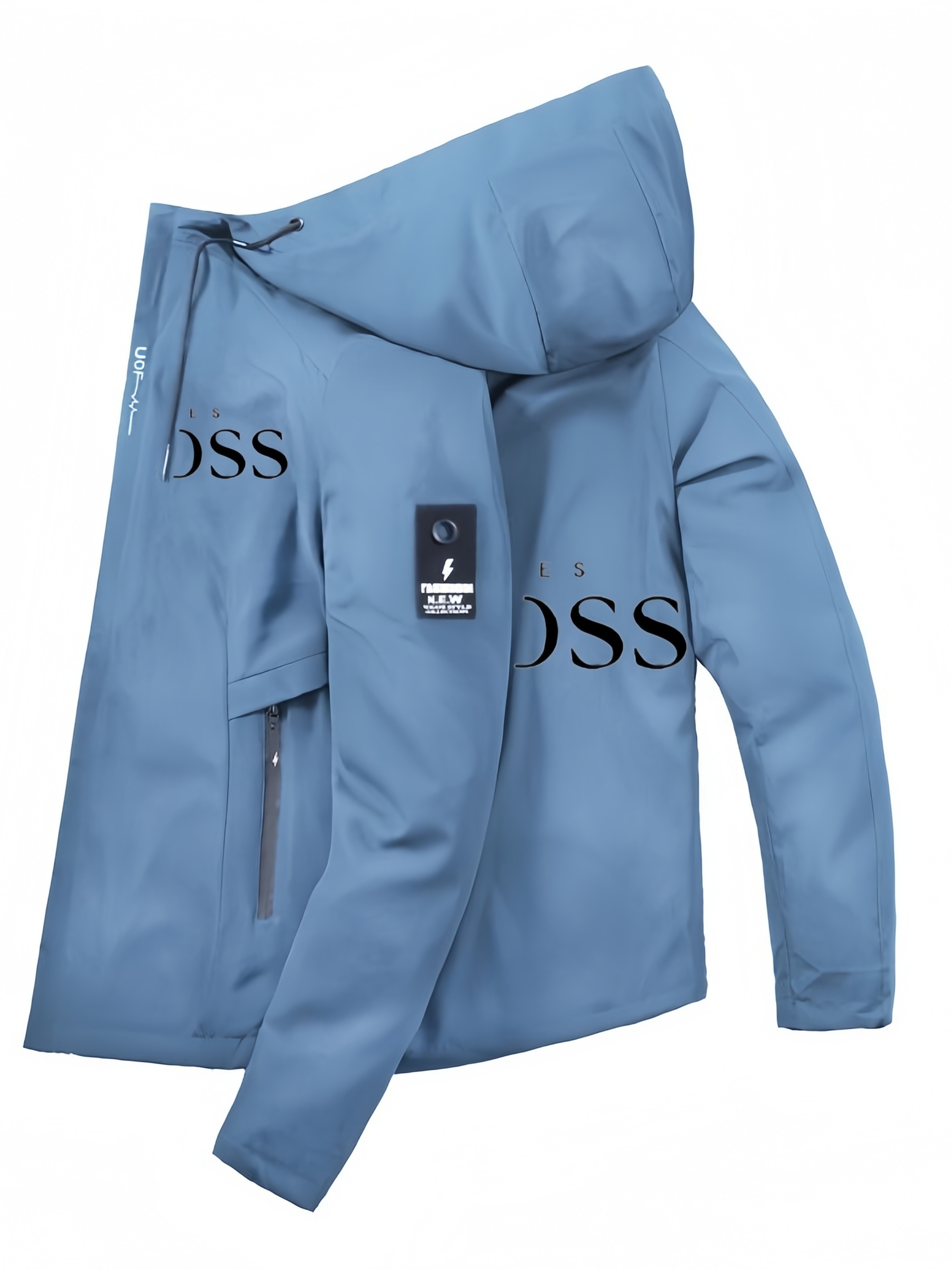 Heren Casual Alphabet Print Zip-Up Hooded Jacket | Lichtgewicht Duurzaam Polyester, Lange Mouwen met Ritszakken