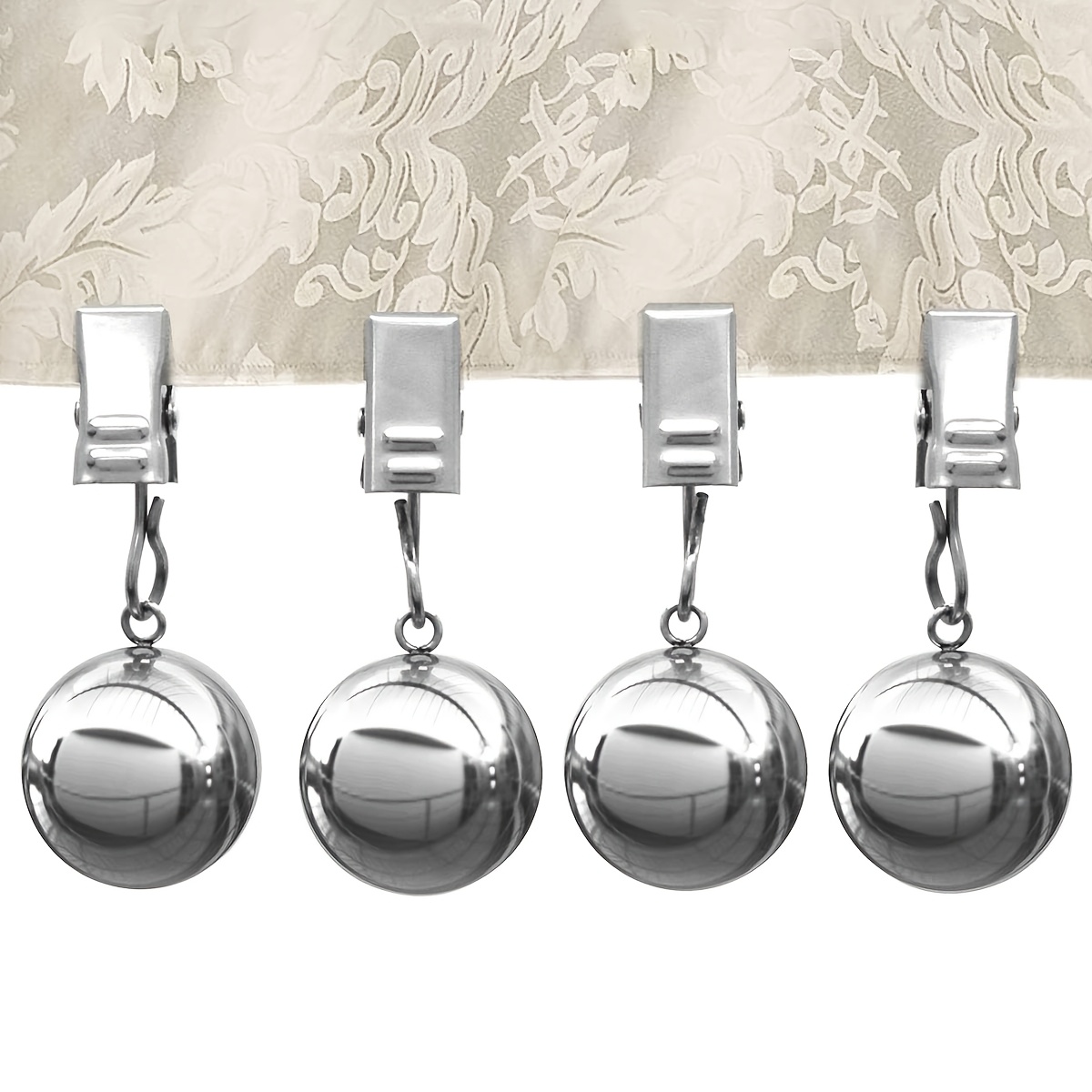 TEMU 4/6/8 piezas de pesas para mantel de cortina, bolas de acero inoxidable con clip, clip de agarre estable para mesa para uso doméstico,