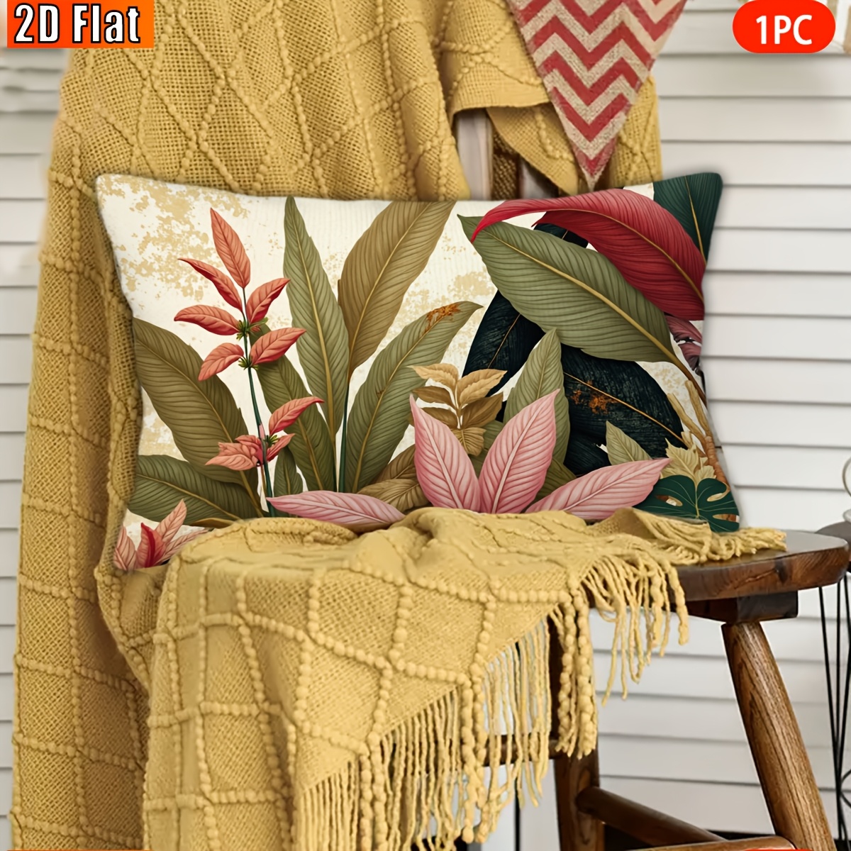 TEMU 2D - 1 de Cojín 2D | de Cojín Decorativa con Tema Tropical, Adecuada para Cama, Hogar y Decoración de Oficina, Impresión , Lavable a Máquina,
