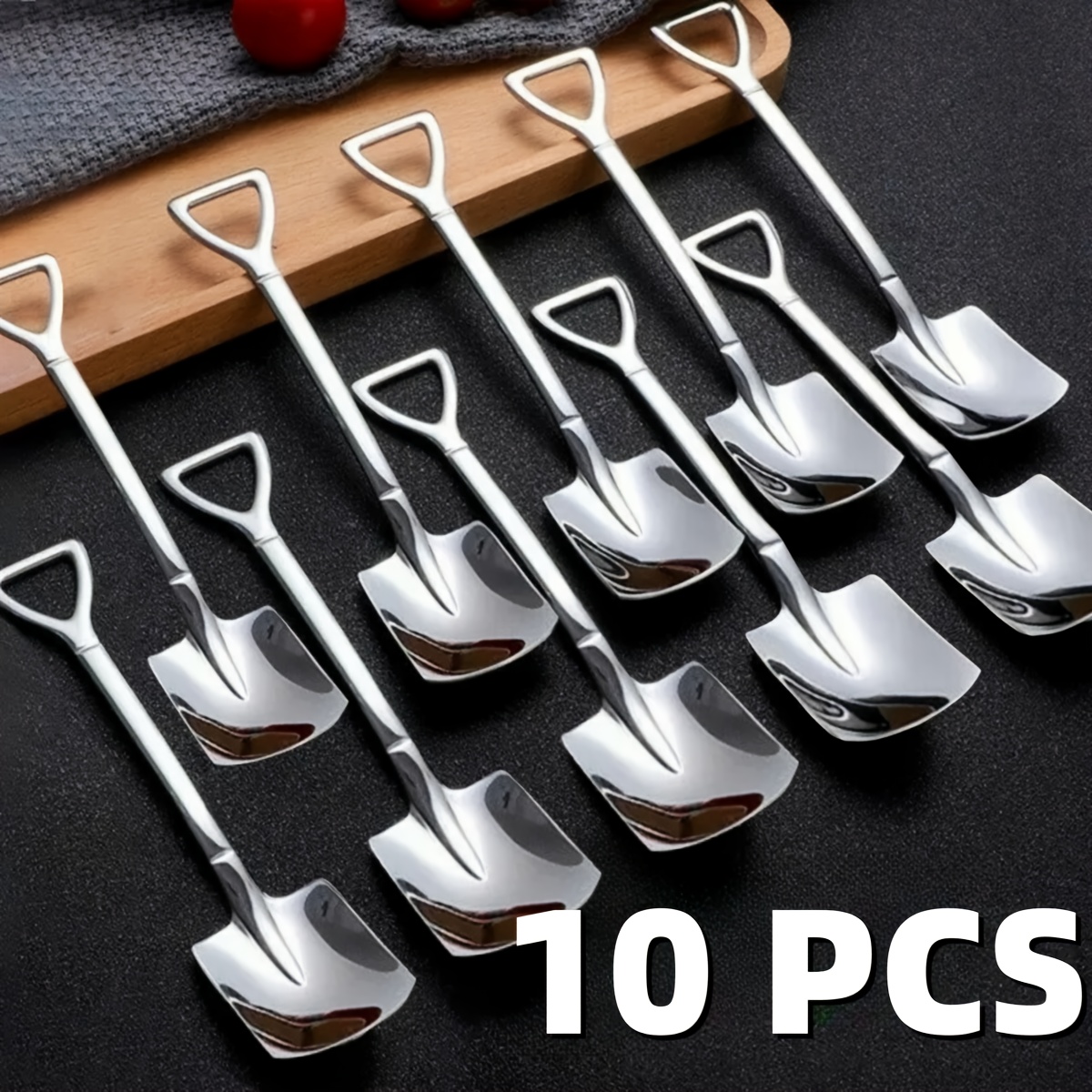 

10 Pcs Stainless Steel Portable Shovel Dessert Spoons - Adorable Watermelon Scoops For Fruit, Ice Cream, And Desserts - Perfect For Restaurants And Cafes