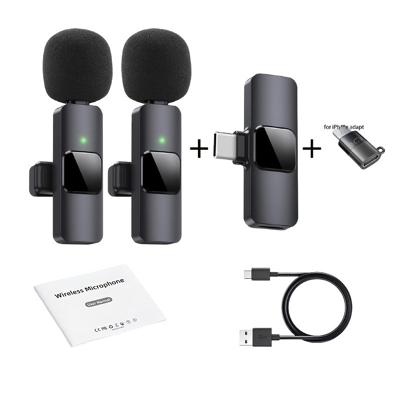 TEMU 1 émetteur et 1 récepteur Microphone de cravate fil, mini micro de revers à suppression de bruit pour vidéo, interview, en direct. Compatible