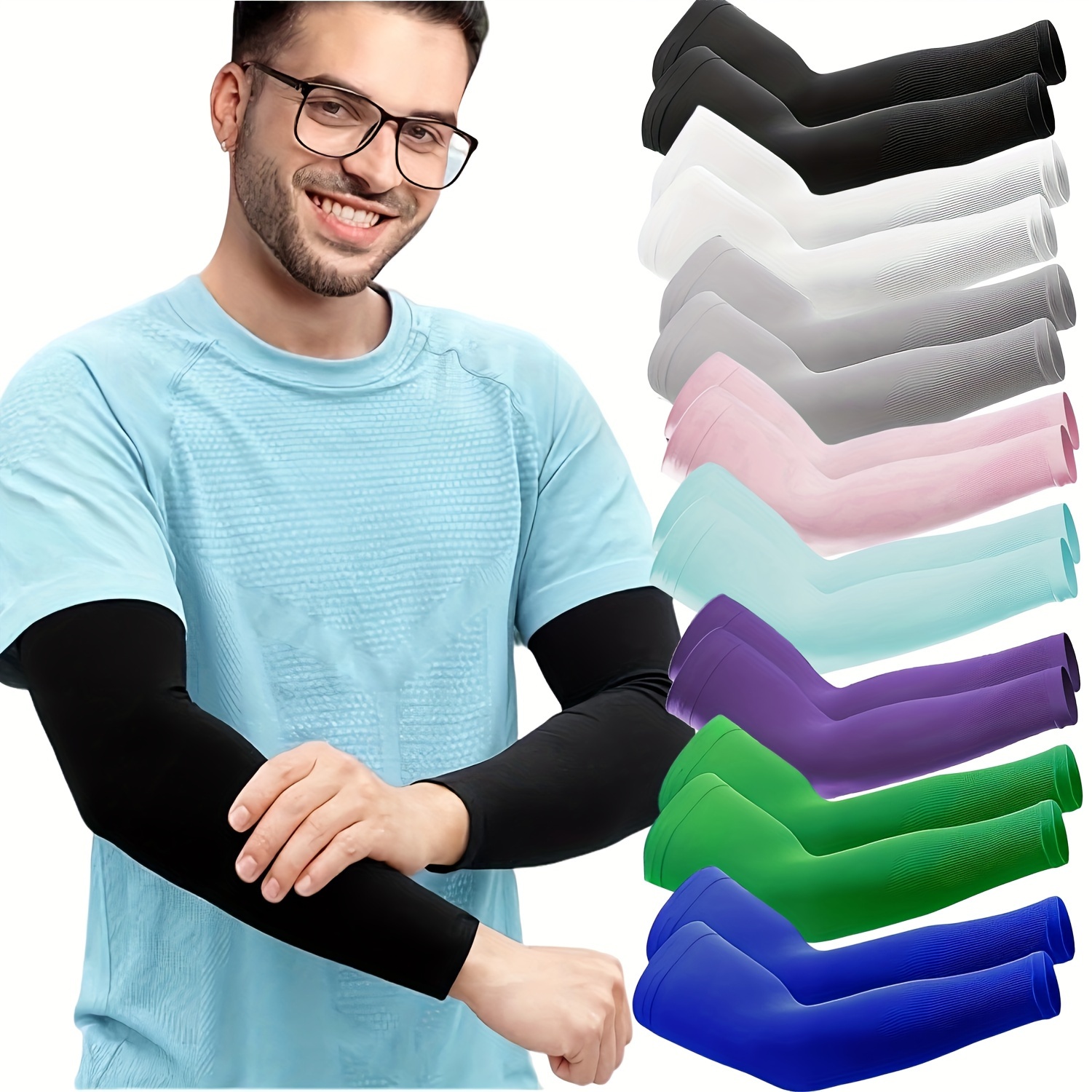 

4pairs Cooling Uv Protection Colorful Arm Sleeves, For Men Women Outdoor Sports, Fishing, Golf