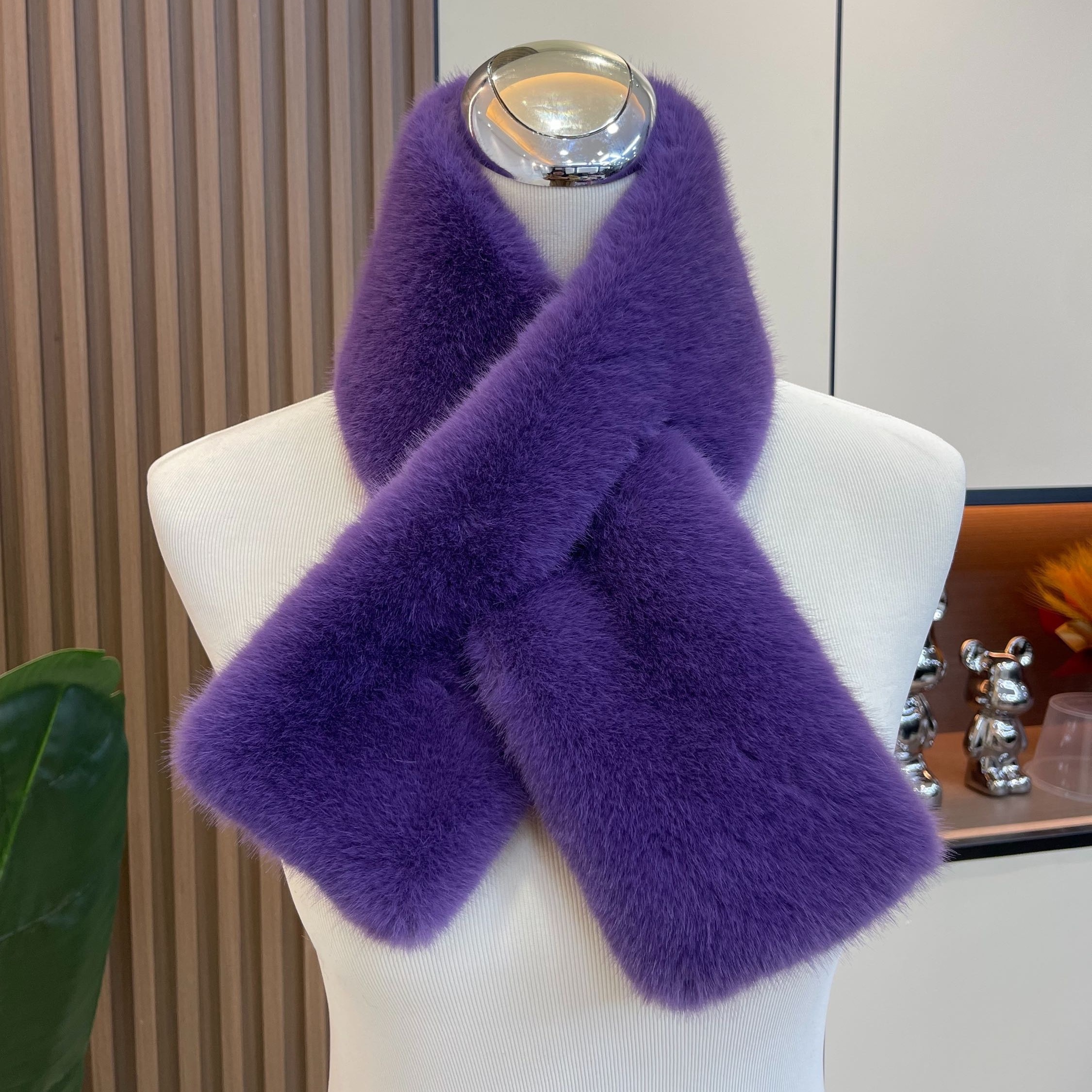 Écharpe Châle Fausse Fourrure Femme - Cache-col Enveloppant Style Vrai Fourrure, Taille XL - 9