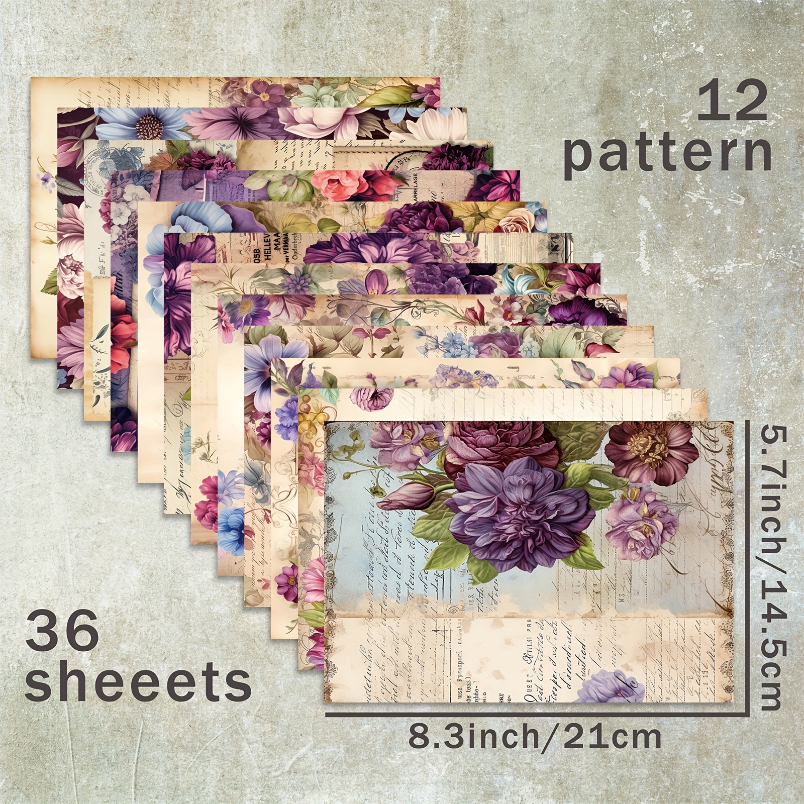 Image of 36 Sheets A5 (purple Border Background) Paper For Journal Junk Journal Greeting Card Background Album And Crafts