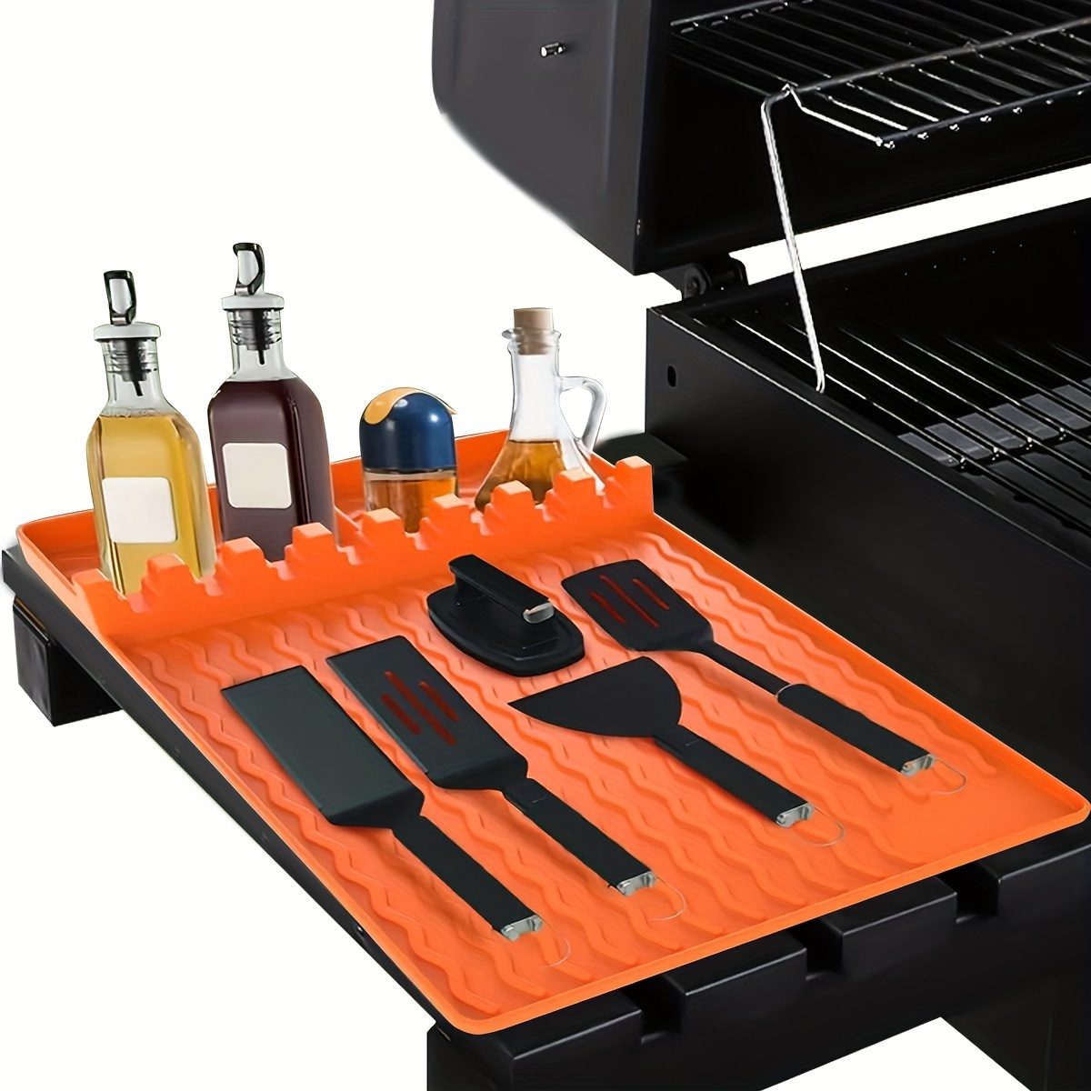 

Bbq Silicone Side Rack Mat For Blackstone, Outdoor Patio Household Mat, High-temperature Resistant Nonstick Drainer Mat, Silicone Bbq Tool Mat, Bbq Grill Accessories, Multi-purpose Grill Mat