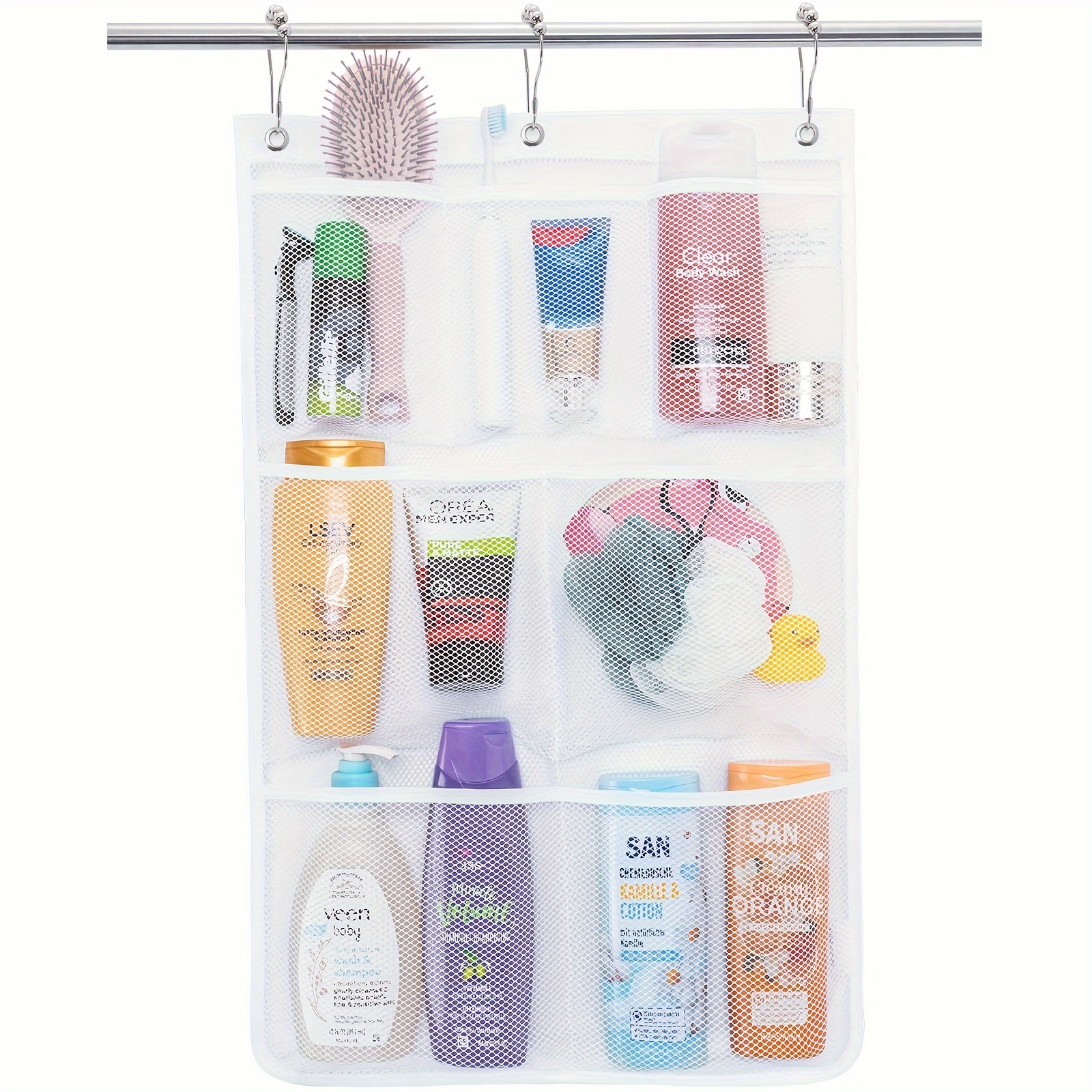 

1pc Bathroom Organizer - -mounted 7 For Shampoo, , And Toiletries, 17"x22" Bag