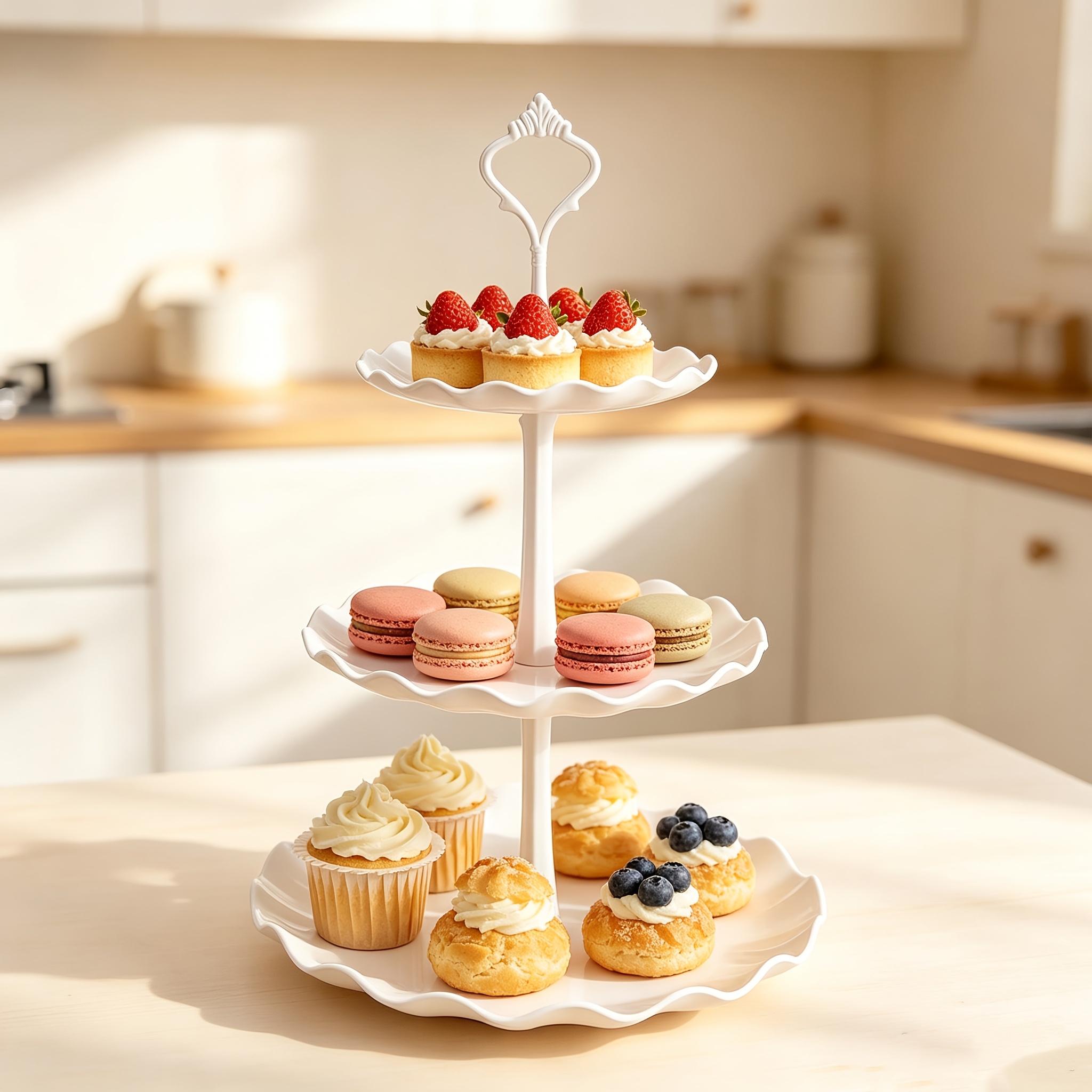TEMU 1pc Cake Stand Fruit Plate, Romantic Design Enhances Dining Table Atmosphere, Suitable For Wedding Cake Stands, Dessert Plates, Various Party