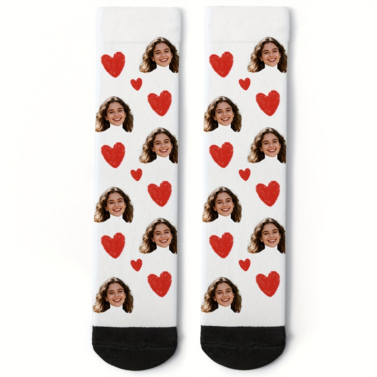 TEMU 1 Paar personalisierte wadenhohe Herrensocken mit Gesicht, „Beliebiges Gesicht aufdrucken“-Socken, personalisierte Socken mit Fotos, lustige
